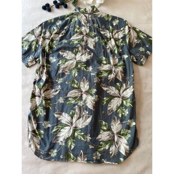 J. Crew Mens Hawaiian Leaf Print Button-Up Shirt Size S 100% Cotton Short Sleeve - Picture 2 of 8